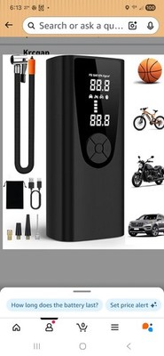 Pilotke Wireless Inflatable Pump Portable Air Compressor, 150 Psi, Black, Set