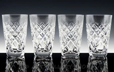 Waterford Ireland Crystal 5" TYRONE ADARE FLAT TUMBLERS 12Oz. GLASSES Set 4 Mint