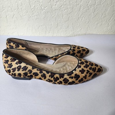 Walking Cradles Womens 11W Leopard Calf Hair d'Orsay Pointed Toe Flats Brazil