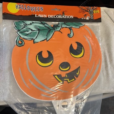 90s Vintage Halloween Pumpkin Impact Plastics? Yard Decor Jack O  Lantern New 