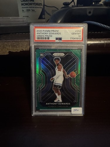 Panini Prizm 2020-21 Anthony Edwards RC #258 Green Prizm PSA 10 Timberwolves