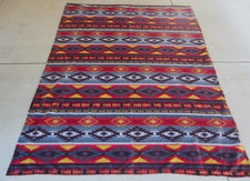 Southwest Aztec Fleece Throw Blanket Reversible Fall Autumn Colors 92"x71"