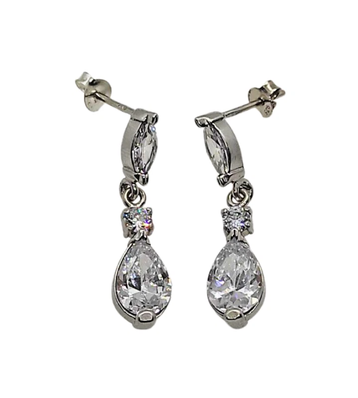 Orecchini pendenti vintage insoliti in argento sterling 925 gioielli zirconi - Immagine 2 di 4