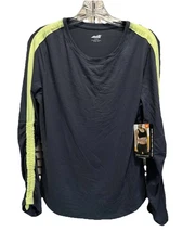 Avia Active Athletic Top Long Sleeve Logo Size M  Round Neck Gray NWT  Ruching