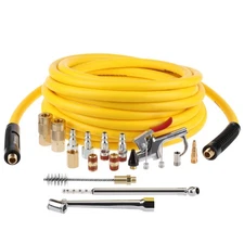 Air Compressor Accessories Kit 3/8 Inch x 25 Ft Hybrid Hose Blow Gun 19 PCS