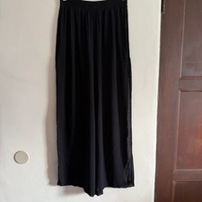 90s Vintage LAUNDRY Black Sheer Wide Leg Chiffon Palazzo Pants Size 8