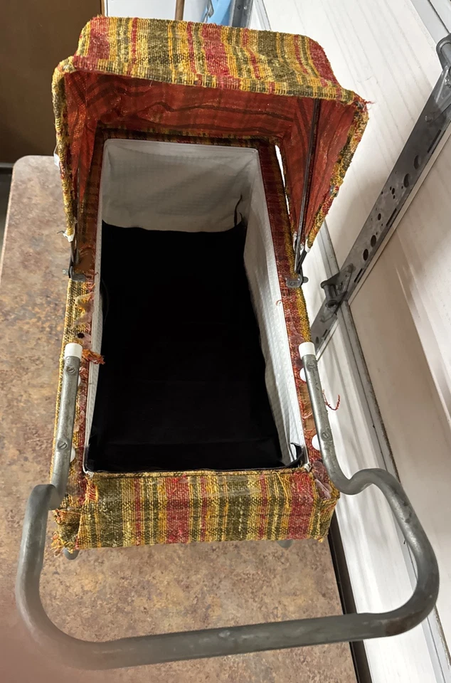 Vintage 1950s COLECO Doll Carriage Stroller Pram – Plaid Buggy w/ Spoked Wheels - Image 4 of 4