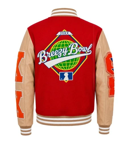Men's Chris Brown Breezy Bowl XX Varsity Letterman Wool & Leather Jacket image 4