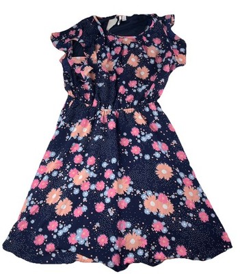 Elle Dress Women's Size 10 Floral Print Flutter Fit & Flare Belted - Very Clean