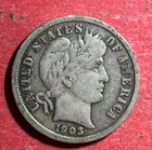 1903 US Barber SILVER Dime "Philadelphia" Mint! "LIBERTY" Shows! FINE/VF! Coin!
