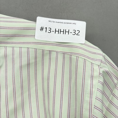 Charvet Shirt Mens 16 40.5 Long Green Stripe French Cuff Long