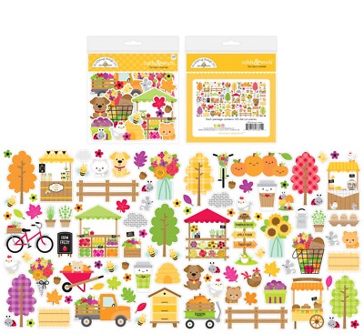 Doodlebug Odds Ends Farmers Market Fall Trees Pumpkins Food Stands Leaves Animal