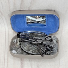 Reading Glasses Silver  3.00 Compact Folding Readers  Case Unisex
