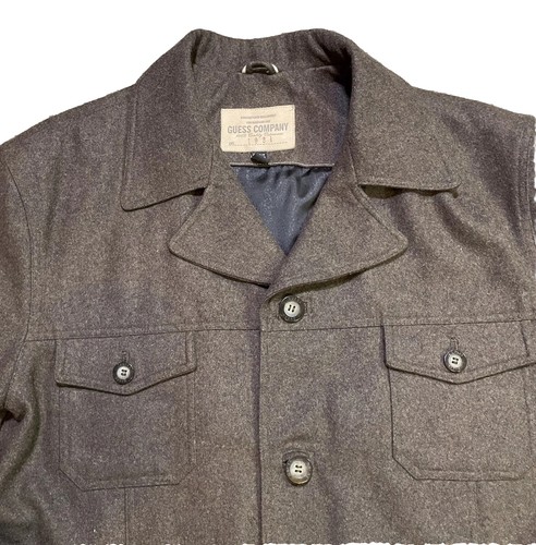 Marciano Guess Wool Blend Brown Felted Peacoat Jacket Coat Pockets Sz XL - Picture 9 of 14