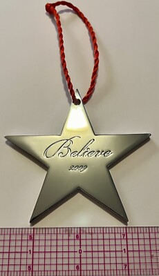 Christmas ornament Macys 2009 Believe silver tone metal star