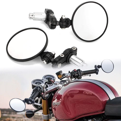 BLACK FOLDABLE MOTORCYCLE HANDLE BAR END MIRRORS FOR HONDA YAMAHA CAFE RACER aus