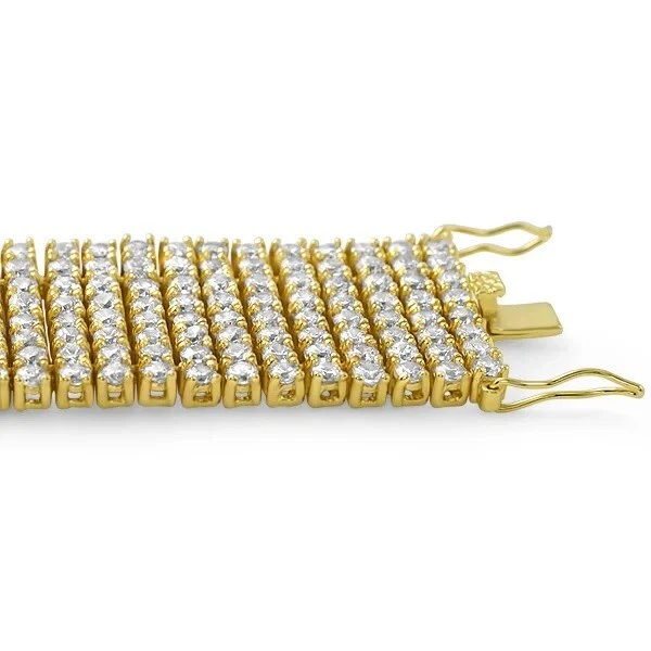 Brazalete para mujer tenis de 8 filas enchapado en oro amarillo de 18 quilates con diamantes creados en laboratorio 44 CTW Foto 2 de 4