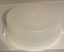 Vintage Tupperware 10โ Pie Cake Carrier Sheer White Made In USA 719-2 720-2