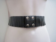 Waist Belt Black Faux Leather  Stretch Elastic Fits Waist Sizes 32" to 33"
