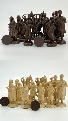 Handmade Stylized Chess Pieces with Case, Chess Set Wooden Figures for Chess