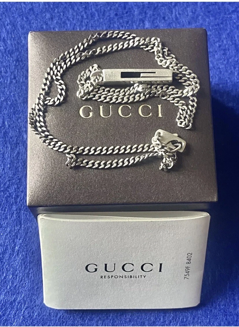 GUCCI Collana In Argento 925 Con Ciondolo vintage full Set Made In Italy.