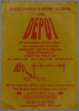 Rave Flyer-The Depot Liesureland Bristol -1994-Size A6 fold out-GC