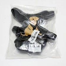 NEW Rabbitgoo No Pull Dog Harness Reflective Solid Black Double Clip Size S