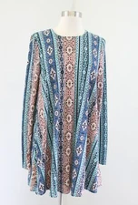 Show Me Your Mumu Tyler Tunic Top Blouse Mini Dress S Peach Blue Aztec Geometric