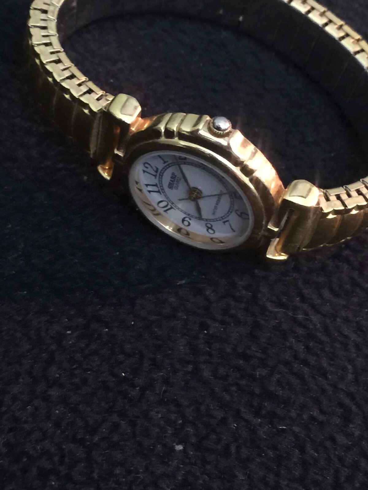 sharp quartz watch Ladies Watch Goldtone Silver Face Black Dial ...