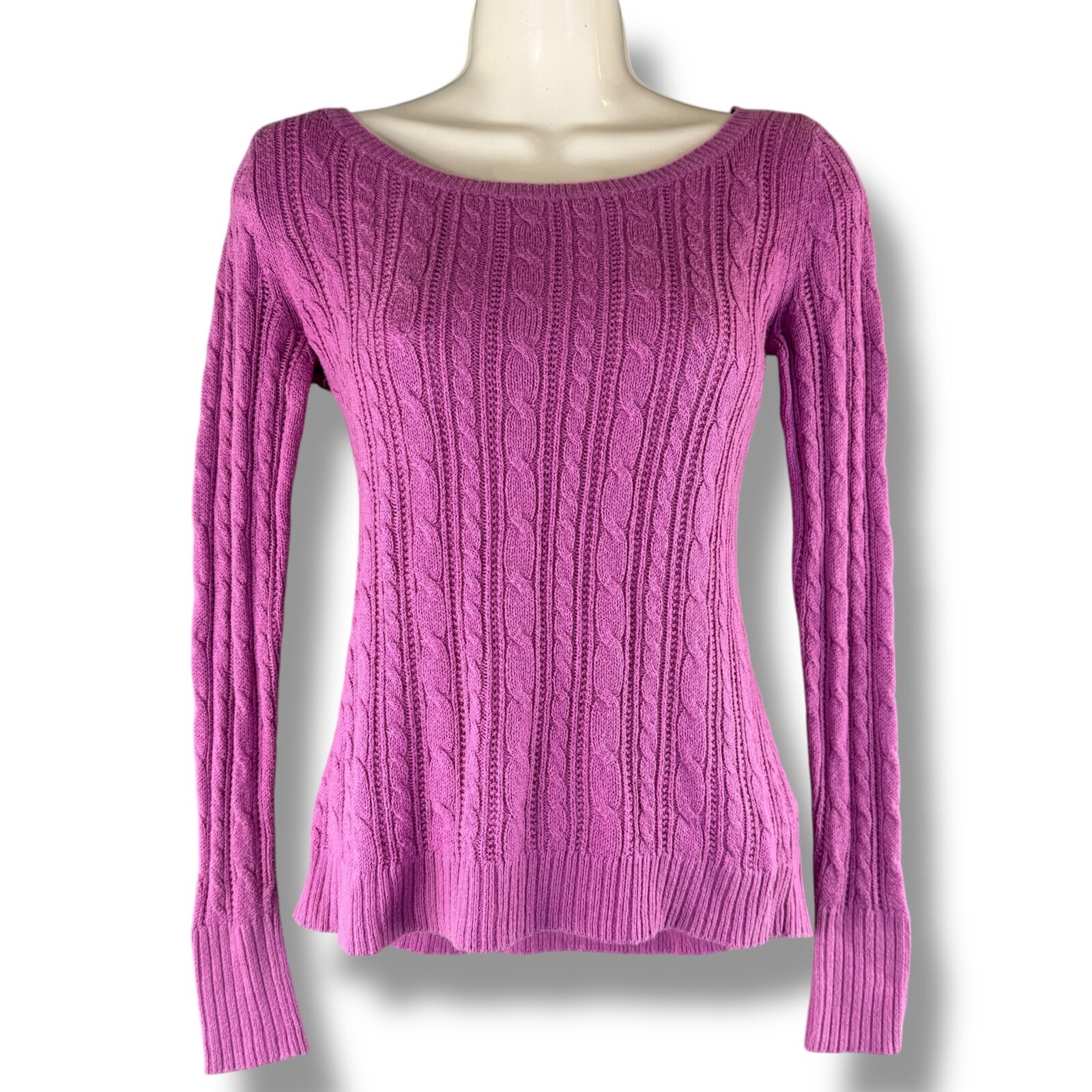 Y2K American Eagle Lavender Cable Knit Preppy Pull Over Size XS Ballet Core