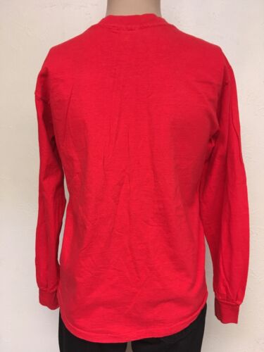 Vintage 80s HANES NU ALPHA PHI PATCH GRAPHIC LONG SLEEVE T SHIRT Red USA MADE M - Picture 4 of 12