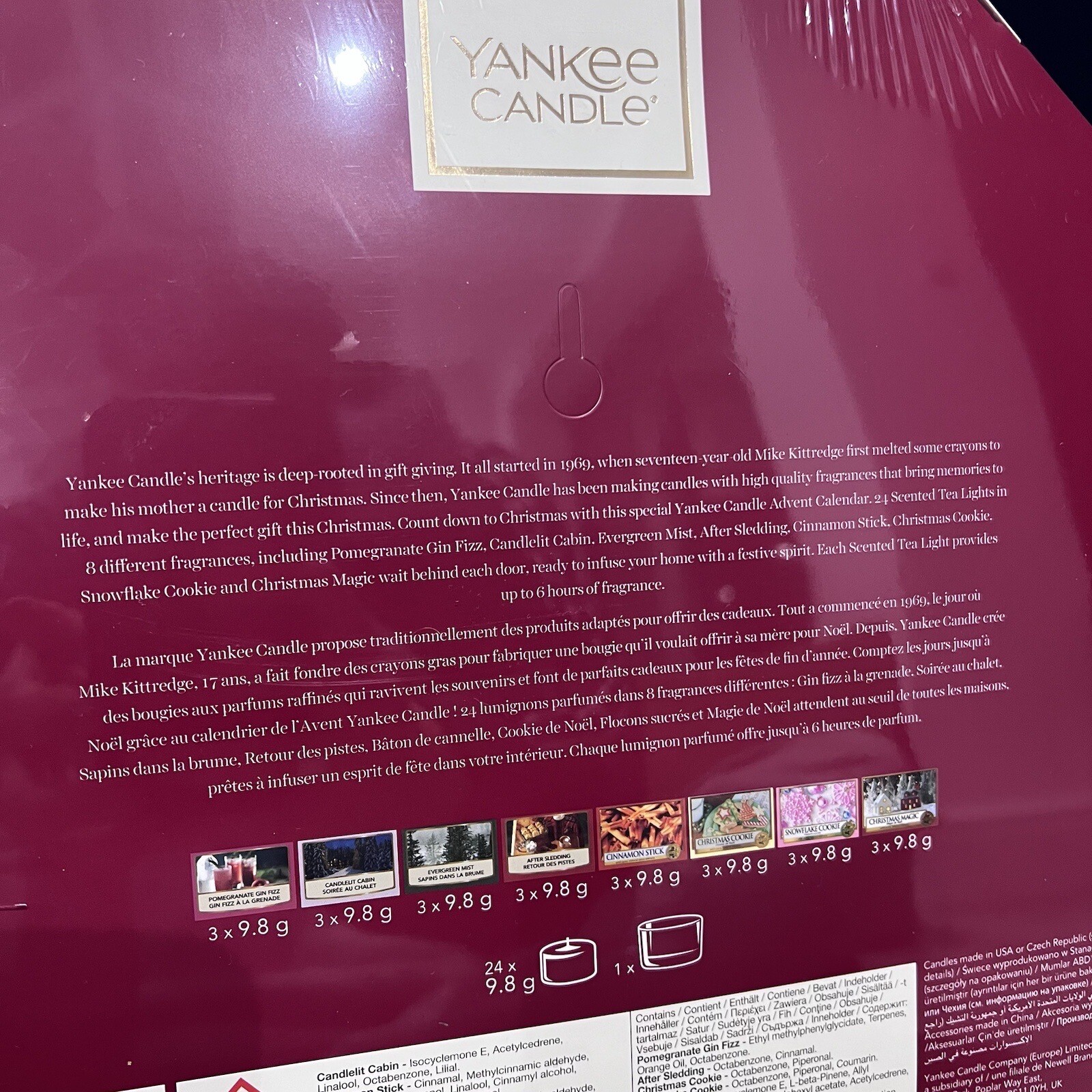 YANKEE CANDLE Advent Christmas Calendar 24 Scented Tea Lights & Holder