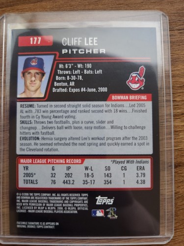 2006 Bowman - Cleveland Indians Cliff Lee #177 - Picture 4 of 4