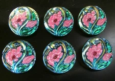6 Czech UNIQUE Crystal Glass Buttons #P332 - 23 mm or 7/8" - WOW!!!