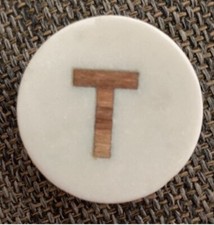 POTTERY BARN Alphabet Marble Hook Letter T Set of 6 New NIB