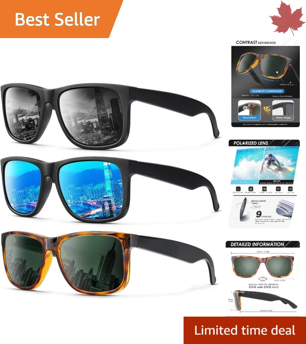 Retro Mens Sunglasses Polarized UV Protection 3 Pack Affordable Value