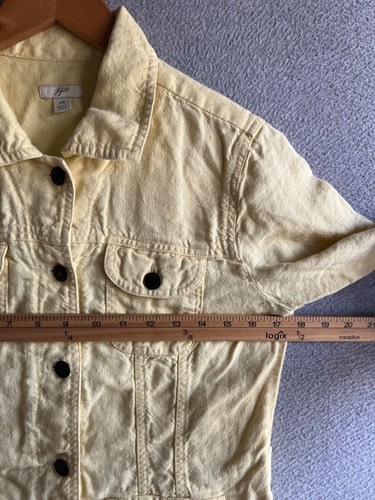 J Jill Jacket Womens XS 100% Linen Utility Soft Yellow Springtime - Picture 3 of 10