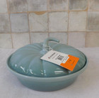 Le Creuset Stoneware Collectible 9-Inch Pumpkin Baker with Lid, Sea Salt  - New