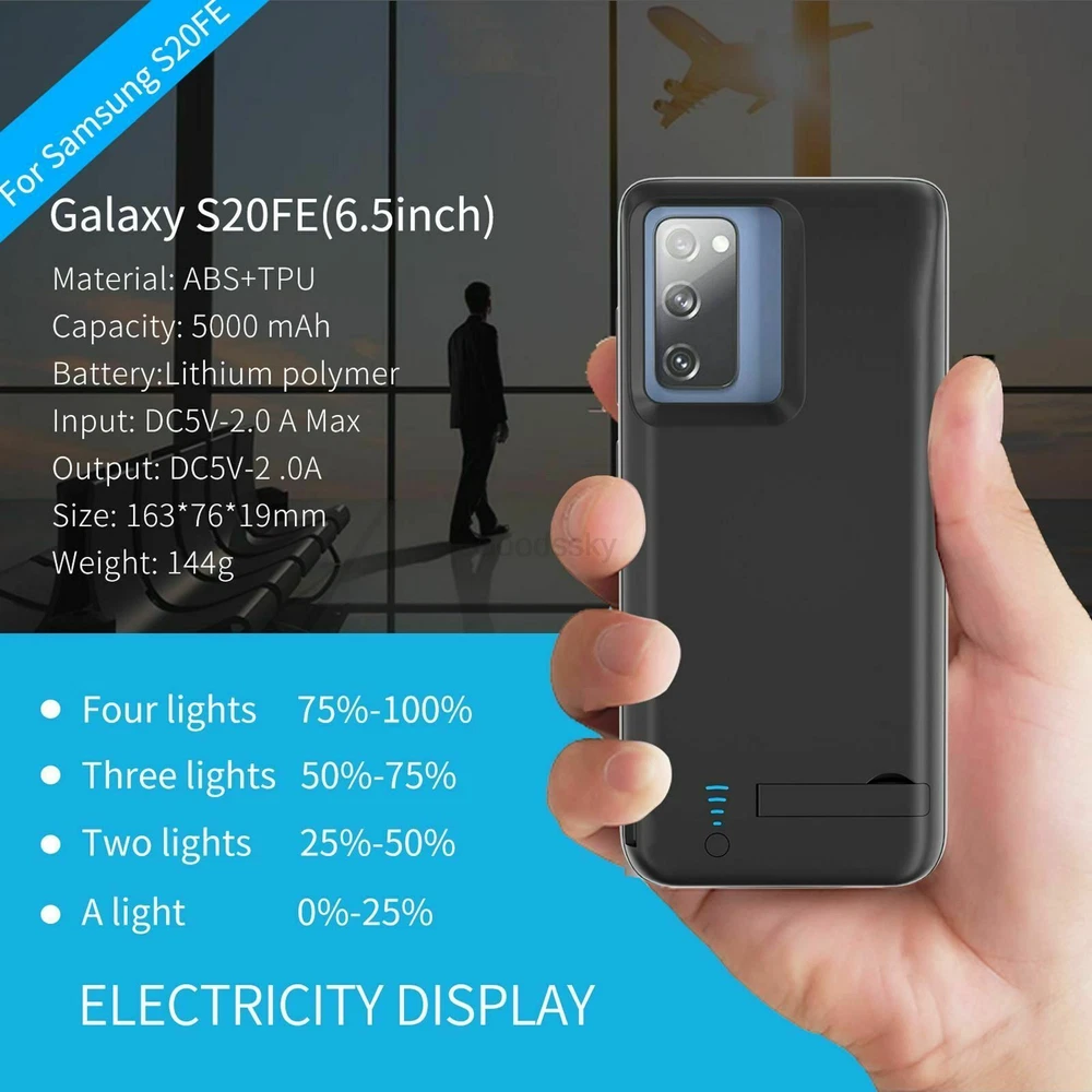 Power Bank Case For Samsung Galaxy S20 FE Battery Charger Portable 5000mAh Power Bank Case For Samsung Galaxy S20 FE Battery Charger Portable 5000mAh