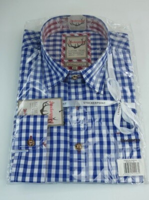 Trachtenhemd von Stockerpoint Trachtenmode ''Rufus'' in dunkelblau Gr. XL (43/44)