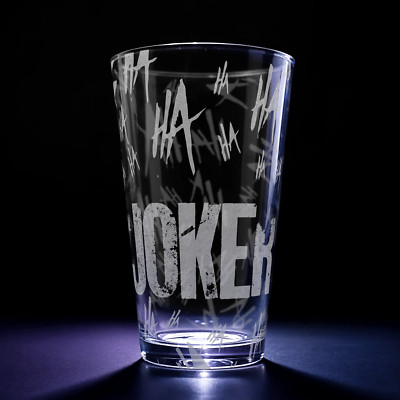 JOKER HA HA HA Laser Engraved 16oz Pint Glass | Inspired by DC Comics