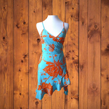 SHEIN Women's Small Floral Spaghetti Strap V-Neck Faux Wrap Ruffle Smock Dress