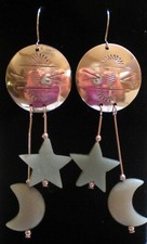 Sterling Silver with Amazonite Moon  Star Earrings e103