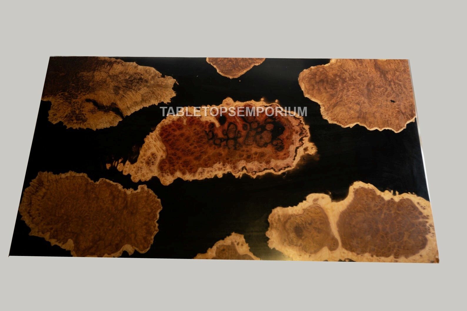 Custom Olive Acacia Wood and Epoxy Resin Coffee Table | Handmade Epoxy Table Decor-image