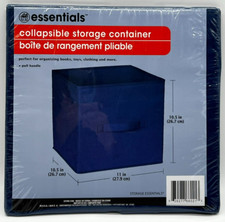 Essentials Collapsible Storage Bin Container Navy Blue 10.5W x 11D x 10.5H NEW