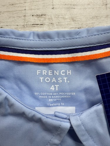 French Toast Girl's Light Blue Short Sleeve Modern Peter Pan Collar Blouse Sz 4T - Picture 2 of 4