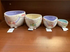 TRANSPAC BUNNY NESTING BOWLS (4) W/ POLKA DOT ACCENT INTERIOR