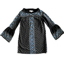 Loft Dress Womens XS Boho 60s Vibe Bell Sleeves Mini Groovy Y2K Hippie Retro