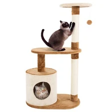 3-Tier Cat Tree - 2 Napping Perches, Kitten Condo, 2 Sisal Rope Scratching Po...