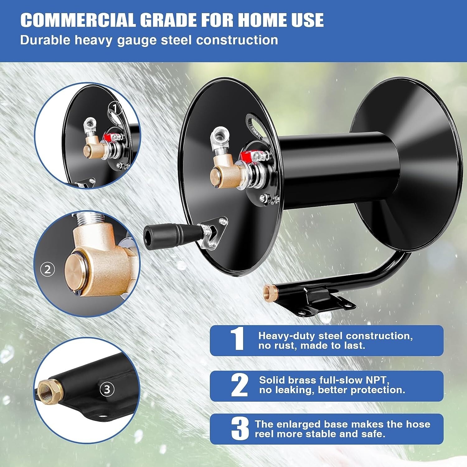 Pressure Washer Hose Reel 100ft 4000 PSI Heavy Duty Power Washer Hose